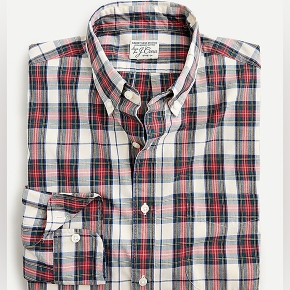 J.Crew Stretch Secret Wash Cotton Poplin Button Down Shirt Plaid Small - Picture 1 of 6